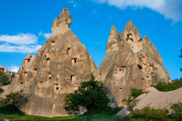 Uchisar Castle in Cappadocia Turkey - travel background