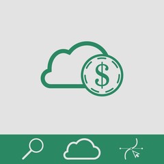 dollar money cloud  icon stock vector illustration flat design