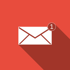 Received message concept. New, email incoming message, sms. Mail delivery service. Envelope flat icon with long shadow. Vector Illustration
