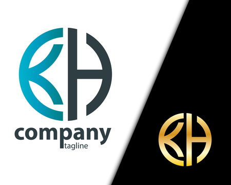 Initial Letter KH With Linked Circle Logo