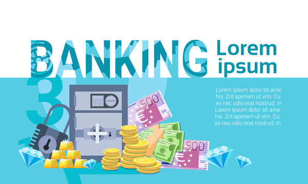 Banking Money Savings Business Finance Banner Flat Vector Illustration
