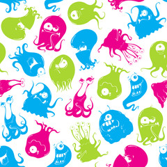 Seamless pattern funny monsters
