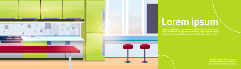Modern Kitchen Interior Empty No People House Room Flat Vector Illustration