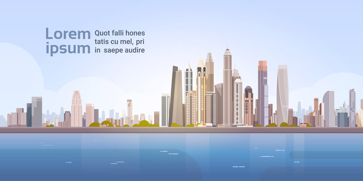 City Skyscraper View Cityscape Background Skyline with Copy Space Vector Illustration