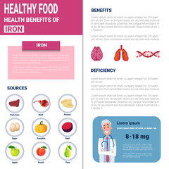 Healthy Food Infographics Products With Vitamins And Minerals, Health Nutrition Lifestyle Concept Flat Vector Illustration