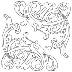 Vintage baroque ornament, corner. Retro pattern antique style acanthus. Decorative design element filigree calligraphy vector. - stock vector