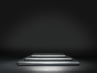 Pedestal for display,Platform for design,Blank product stand.3D rendering.