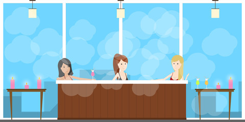 Hot jacuzzi spa. Relaxing in hot water. - obrazy, fototapety, plakaty