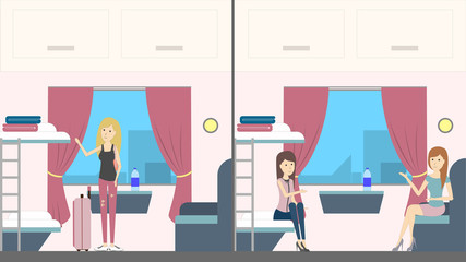 Travelling by train. People in state room or in coupe.