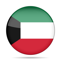 Flag of Kuwait. Shiny round button.