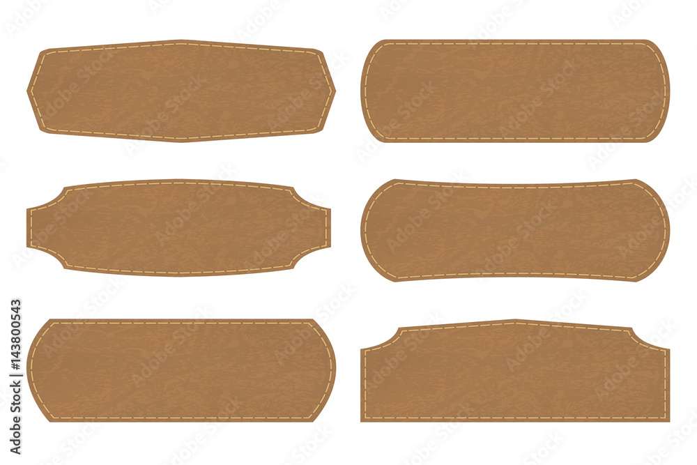 Sticker Set shapes of leather sign labels or leather  tag