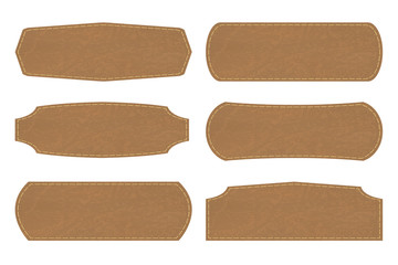 Set shapes of leather sign labels or leather  tag