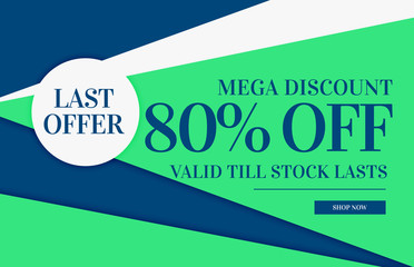 flat color sale banner design with geometric shape