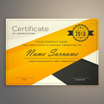 awesome yellow and black certificate design template