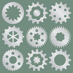 Vector collection of metal gear wheels