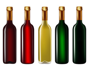 Wine bottles isolated on white