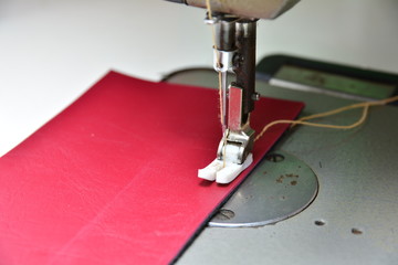 sewing process in the phase of over stitching