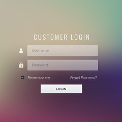 great customer login form design on blur background
