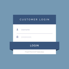 flat login form design on blue background