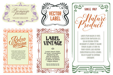 Vector flowers vintage labels on different versions.