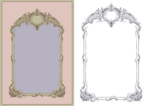 Luxury vector frame with border in rococo style