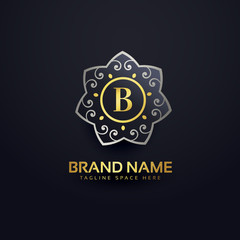 letter B logo design with floral element