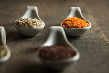 Rustic food background on wood 