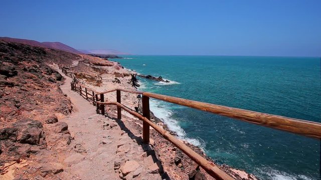 View to famous Ajuy stone beach in the south of Fuerteventura, second biggest Canary island, Canary Islands, Spain
