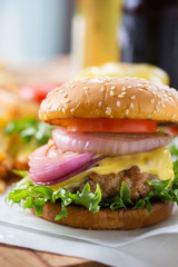 hamburger with cheese for launch