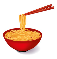 Red bowl and red chopsticks