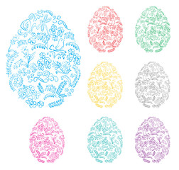 floral decorative easter eggs - vector holiday symbol