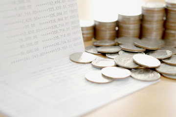 Passbook and coins  for Save money concept