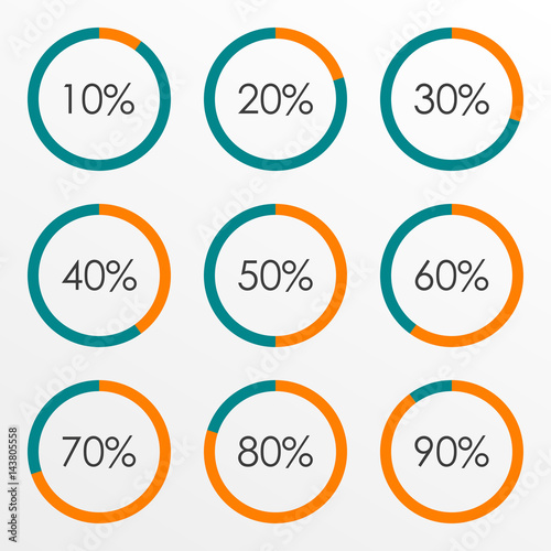 Circle Diagram Set With Percentage Pie Chart Infographics Template Circle Diagram Set With Percentage Pie Chart Infographics Template 10 20 30 40 50 60 70 80 90 Percent Vector Ilration