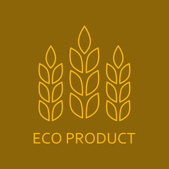 Ears of Wheat outline icon. Eco product label or emblem with wheat grains. Agriculture and harvesting concept. Vector illustration.