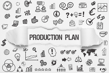 Production Plan / weißes Papier mit Symbole