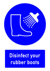 cshas524 CombiSignHealthAndSafety cshas - German / Gebotszeichen: Gummistiefel desinfizieren - Hygiene - english / safety - mandatory action sign: disinfect your rubber boots - DIN A2 A3 - e5190