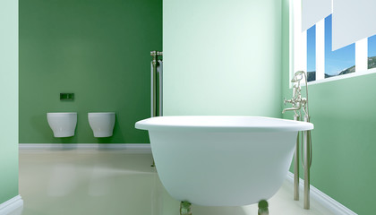 Obraz na płótnie Canvas Interior View Of Beautiful Luxury Bathroom. 3D rendering