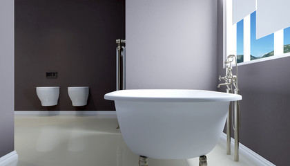 Fototapeta na wymiar Interior View Of Beautiful Luxury Bathroom. 3D rendering