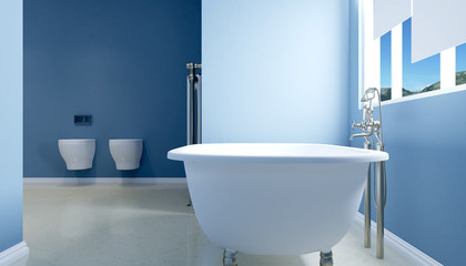 Interior View Of Beautiful Luxury Bathroom. 3D rendering