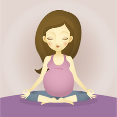 Vector illustration of a pregnant woman sitting doing yoga