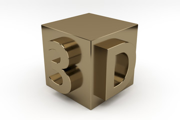 copper Cube 3d logo. 3D