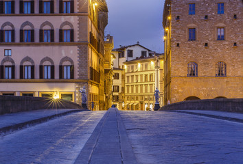 The Santa Trinita Bridge in Florence at sunrise.Italy