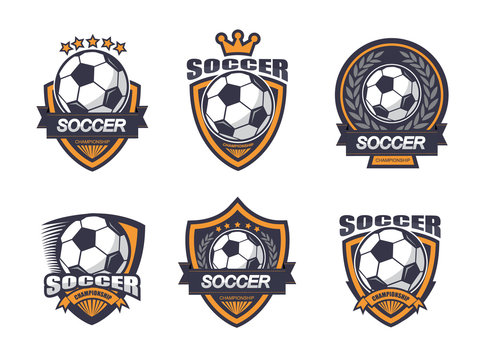 Illustration of soccer logo set
