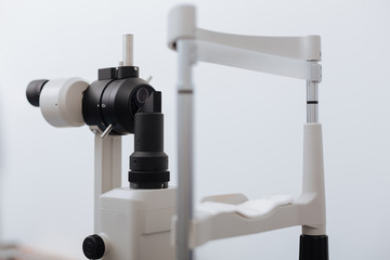 Modern sophisticated eye examination equipment standing in the lab