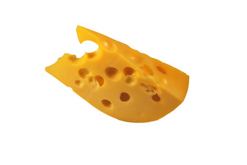 Piece of cheese isolated on white background