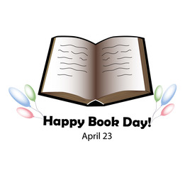 World Book and Copyright Day. 23 April. Open book. Vector illustration.