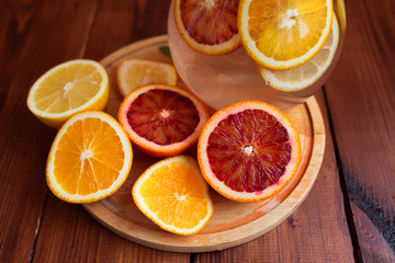 Citrus fruits sliced for lemonade