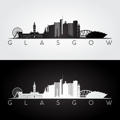 Glasgow city skyline silhouette