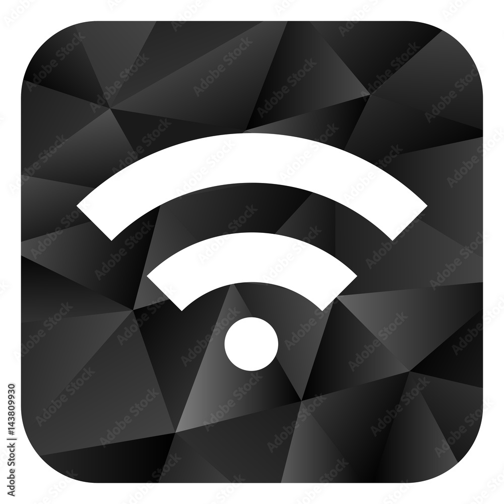 Poster wireless black color web modern brillant design square internet icon on white background.