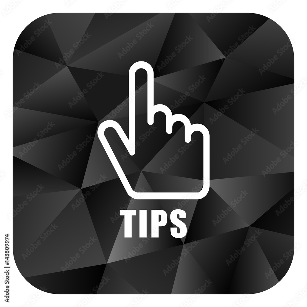 Aufkleber tips black color web modern brillant design square internet icon on white background.